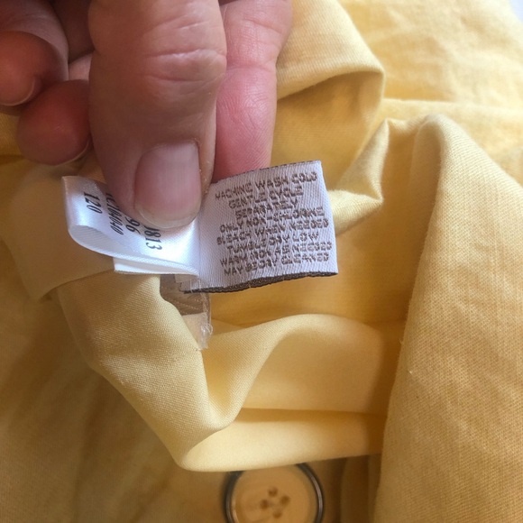 Chico’s Yellow Cotton/Linen Blend Jacket Nautical Style Drawstring Cuffs - Picture 8 of 10